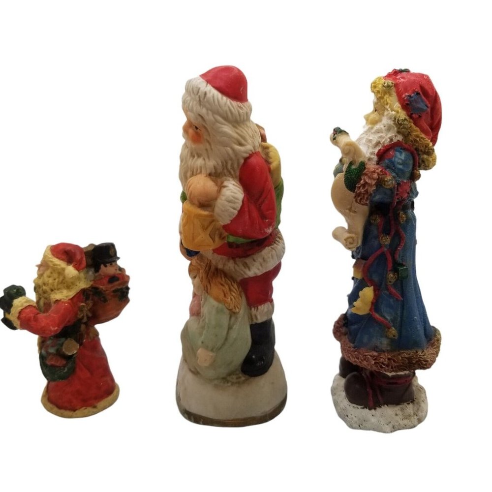 Vintage Santa Claus Figurine Lot Christmas Holiday Decor Figures Resin St. Nick - Picture 2 of 8